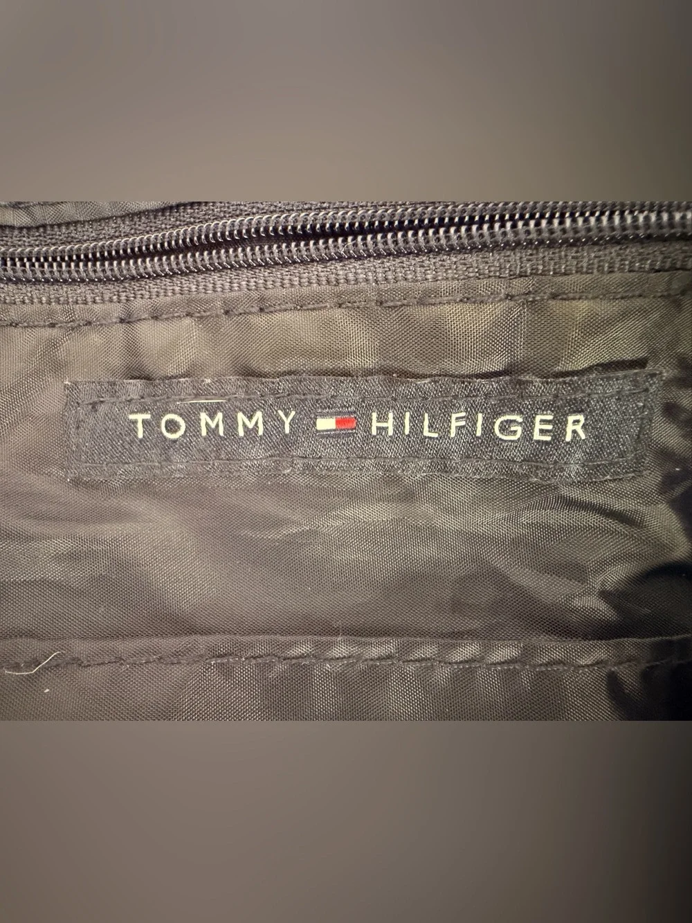 Tommy Hilfiger Red, Navy & White Canvas Duffel with Striped Handles